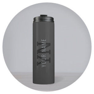 Moderne dunkelgraue monogrammierte Namen (oder and Thermosbecher