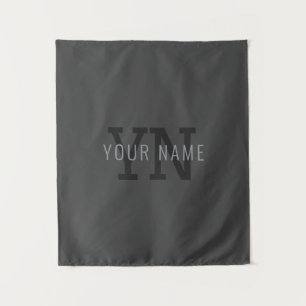 Moderne dunkelgraue monogrammierte Namen (oder and Wandteppich