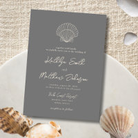 Moderne dunkelgraue Muschel Beach Hochzeit in Urla