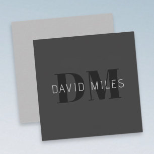 Moderne dunkelgraue und schwarz bearbeitbare Bezei Mitteilungskarte