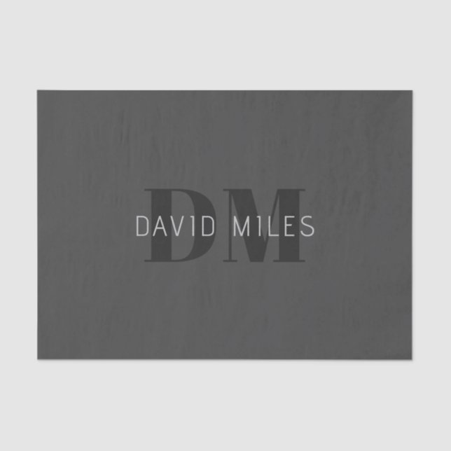 Moderne dunkelgraue und schwarz bearbeitbare Bezei Seidenpapier (Vorderseite)