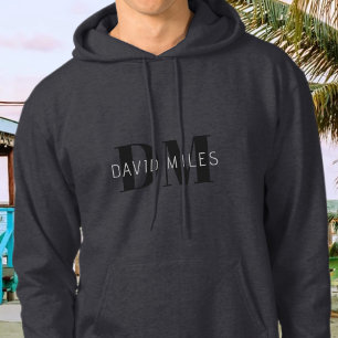 Moderne dunkelgraue und schwarze editierbare Namen Hoodie