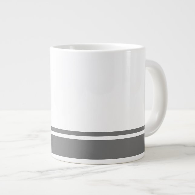 Moderne, dunkelgraue Unterruderstreifen Jumbo-Tasse (Vorderseite Rechts)