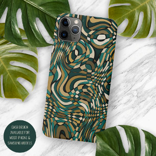 Moderne dunkelgrüne Taupe Brown Black Art Muster iPhone 11Pro Max Hülle