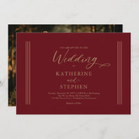 Moderne dunkelrote Minimalistische Hochzeitseinlad