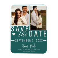 Moderne Dunkle Aquamarin Save the Date 2 Foto Hoch