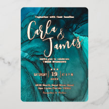 Moderne Dunkle Aquamarine Aquarellfeier