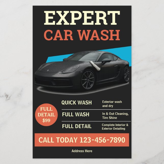 Moderne dunkle Auto-Detailing-Promo-Layout Flyer (Vorne)