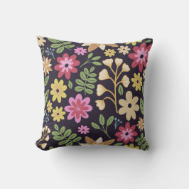 Moderne dunkle, florale, mehrfarbige Blume Kissen