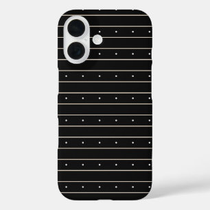 Moderne dunkle gotische Pinstripe-Linien und Punkt iPhone 16 Hülle