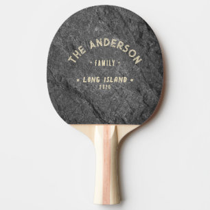Moderne Dunkle Granit-Vintage-Familienname an der Tischtennis Schläger