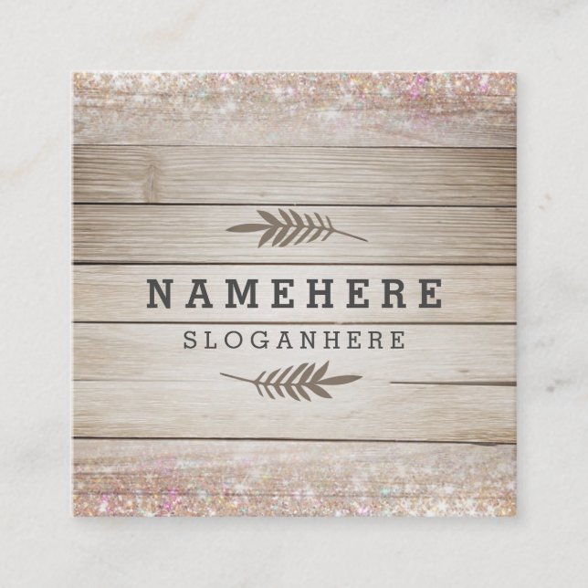 Moderne dunkle hölzerne quadratische visitenkarte (Vorderseite)