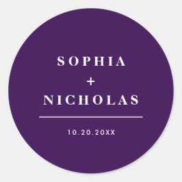 Moderne, dunkle Lila Minimal Runder Aufkleber