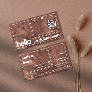 Moderne dunkle Shade Wood Grain Fett Typografie Ha Visitenkarte