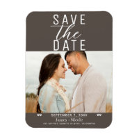 Moderne Dunkle Taupe Save the Date Hochzeitsfeier 