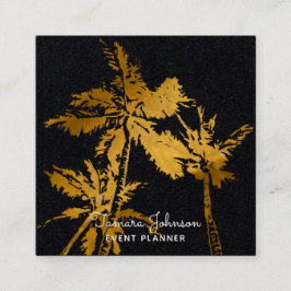 Moderne dunkle tropische Goldpalmen beruflich Quadratische Visitenkarte