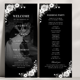 Moderne dunkle verblichene Foto Gothic Floral Wedd Programm