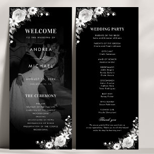 Moderne dunkle verblichene Foto Gothic Floral Wedd Programm