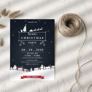 Moderne dunkle Weihnachtszeit-Party Einladung