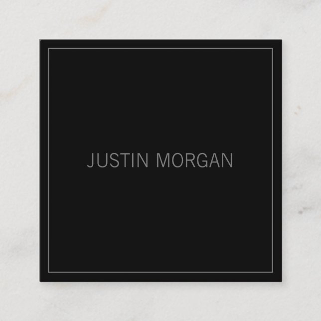 Moderne dünne Rahmen und Ihr Name | Dark Gray & Gr Quadratische Visitenkarte (Vorderseite)