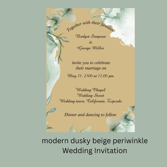 Moderne dusky beige periwinkle Wedding Einladung (modern dusky beige periwinkle Wedding Invitation by wedding Hobinishop)