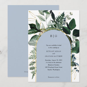Moderne dusty Blue Botanischer Garten trendige Hoc Einladung