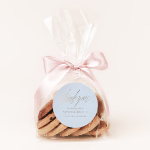 Moderne Dusty Blue & Imitats Gold Gastgeschenk Hoc Runder Aufkleber