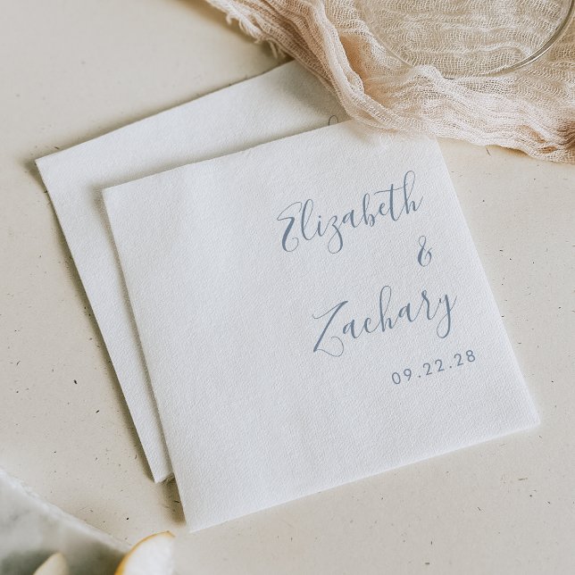 Moderne dusty Blue Script Wedding Serviette (Von Creator hochgeladen)
