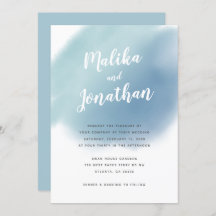 Moderne Dusty Blue Watercolor Ombre Wedding