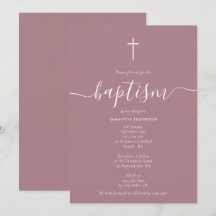 Moderne dusty Blush Rose Rosa Christening Taufe Einladung