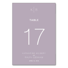 Moderne Dusty Lilac Wedding Tischnummer Card