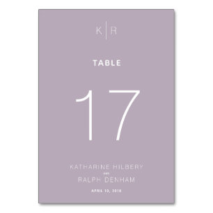 Moderne Dusty Lilac Wedding Tischnummer Card