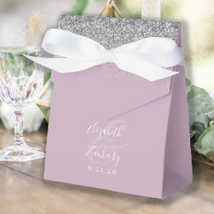 Moderne Dusty Lilad Silver Glitzer Wedding Geschenkschachtel