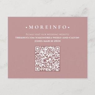 Moderne Dusty Rose Blumenmuster Minimalistisch QR  Begleitkarte