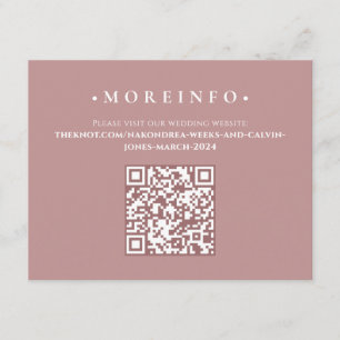 Moderne Dusty Rose Blumenmuster Minimalistisch QR  Begleitkarte
