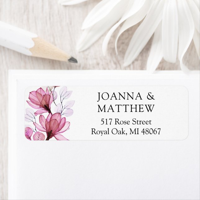 Moderne Dusty Rose Floral Wedding Rücksendeadresse (Insitu)