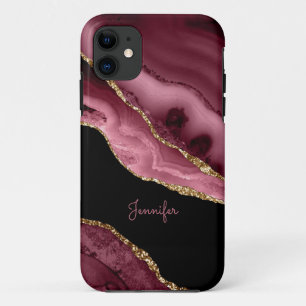 Moderne Dusty Rose Gold Agate Crystal Personalisie Case-Mate iPhone Hülle