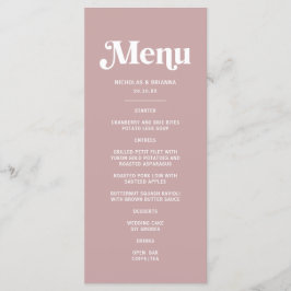 Moderne Dusty-Rose-Hochzeit Menükarte