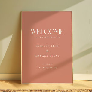 Moderne Dusty Rose Hochzeitsbegrüßung mit fetter T Poster