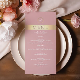 Moderne Dusty Rose Hochzeitsmenü Menükarte