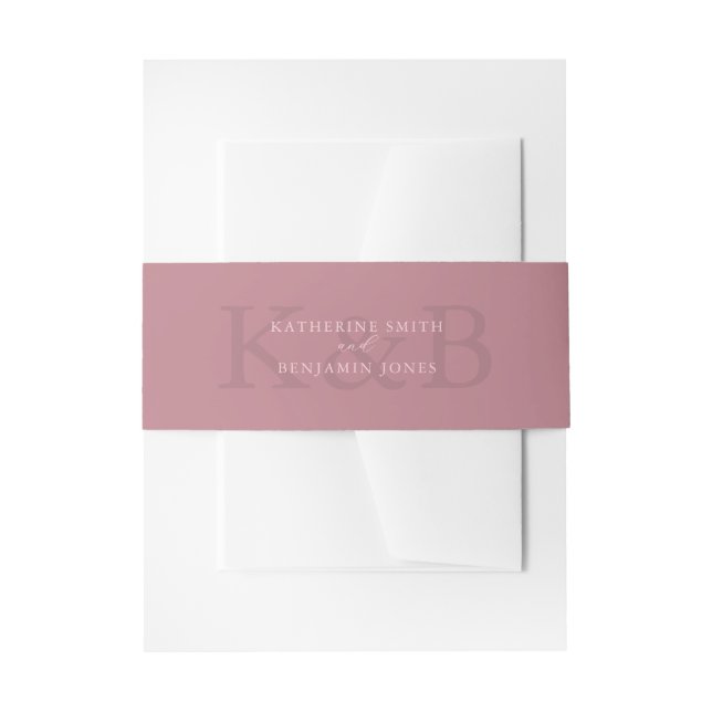 Moderne Dusty Rose Monogram Minimalistisch Wedding Einladungsbanderole (Vorderseite Beispiel)
