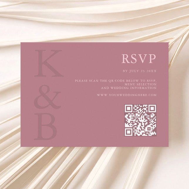 Moderne Dusty Rose Monogram Minimalistisch Wedding RSVP Karte (Von Creator hochgeladen)