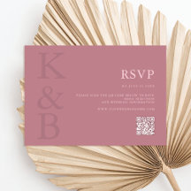 Moderne Dusty Rose Monogram Minimalistisch Wedding