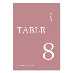 Moderne Dusty Rose Monogram Wedding Tischnummer