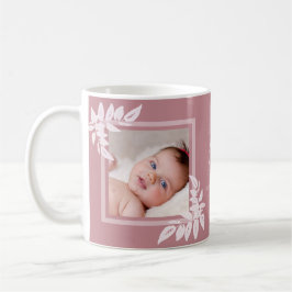 Moderne Dusty Rose New Baby Girl Birth Stats Foto Kaffeetasse