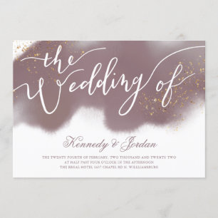 Moderne Dusty Rose Pink and Gold Script Wedding Einladung