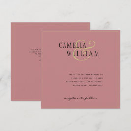 Moderne Dusty Rose Pink Hochzeitseinladung