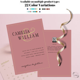Moderne Dusty Rose Pink Hochzeitseinladung Einladung