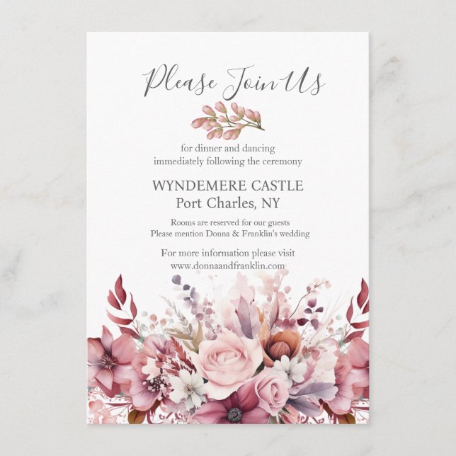 Moderne Dusty Rose Pink Wedding Begleitkarte (Vorderseite)