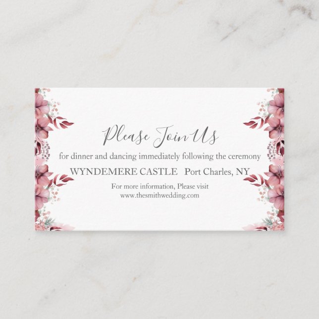 Moderne Dusty Rose Pink Wedding Begleitkarte (Vorderseite)